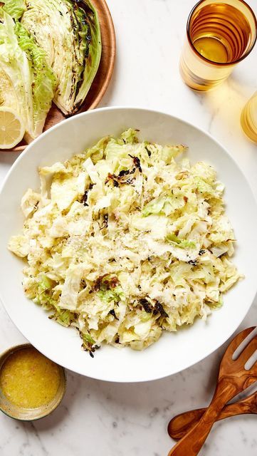 Kaleb Wyse on Instagram: "This easy-to-make grilled cabbage salad is hands down my favorite new side dish of the summer. The cabbage is grilled, which adds a bit of char. A quick dressing that’s Parmesan-forward adds the perfect amount of flavor. It’s simple but so delicious!

INGREDIENTS

- 1 medium cabbage (about 2 1/2 to 3 lb)
- 1 tbsp olive oil
- 1/2 tsp kosher salt
- 1/2 tsp freshly ground black pepper

For the dressing:

- 2 cloves garlic, minced
- 2 tbsp minced shallot
- 2 tsp lemon zest
- 3 tbsp fresh lemon juice
- 1 tbsp honey
- 1 tbsp Dijon mustard
- 2 tbsp white wine vinegar
- 1/2 cup olive oil
- 3/4 tsp kosher salt
- 1/2 tsp freshly ground black pepper
- 1/2 cup freshly grated Parmesan cheese

INSTRUCTIONS

- Grill the cabbage. With the cabbage sitting upright and the core sitt Grilled Cabbage Salad, Wyseguide Recipes, Warm Cabbage Salad, Late Summer Recipes, Cabbage Dressing, Camper Meals, Cabbage Salads, Charred Cabbage, Kaleb Wyse