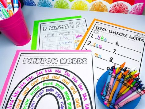 10 Low-Prep, Engaging, and Hands-on Word Work Stations — Sweet Firstie Fun Centers First Grade, Read To Someone, Word Work Stations, Ela Centers, Rainbow Words, Read To Self, Sped Classroom, First Grade Phonics, Phonics Instruction