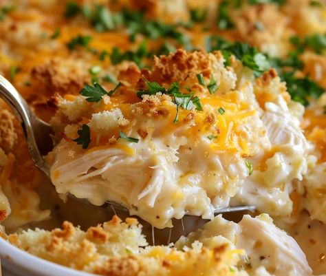 Ultimate Million Dollar Chicken Casserole – Chloe foods Holy Moly Chicken Casserole, Garlic Bread Casserole, Ritz Recipes, Million Dollar Chicken Casserole, Comforting Casseroles, Ritz Bits, Million Dollar Chicken, Easy Casserole Dishes, Baked Food