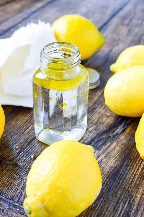 Is it possible to think of a wood polish and not immediately begin to smell a lemon scent? I think not. Store-bought products contain some nasty chemicals I don't want in my indoor air. So here's a DIY olive oil and lemon juice wood cleaner recipe that gives that comforting aromatherapy without toxic chemicals. Ingredients      2 tablespoons white vinegar  2 tablespoons olive oil   1 tablespoon lemon juice   Directions      Combine the ingredients together and shake well, shake ag… Homemade Cleaner With Lemon Peels, Homemade Lemon Cleaner White Vinegar, Diy Lemon Oil Furniture Polish, Cleaning With Lemon Juice, Diy Olive Oil, Lemon Essential Oil Cleaner, Homemade Bleach, Restore Wood Furniture, Homemade Cleaner