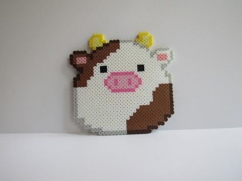 Squishmallow Perler Beads, Squishmallow Perler, Cow Squishmallow, Melt Beads, Easy Perler Bead Patterns, Bead Templates, Perler Creations, Melty Bead Patterns, Pixel Art Ideas