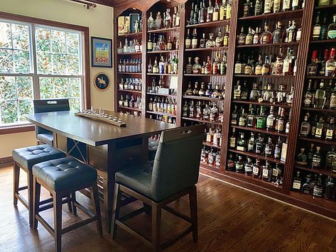 Whiskey Library, Bar Lounge Room, Whiskey Lounge, Bourbon Room, Whiskey Room, Bourbon Tasting, Home Bar Rooms, Bourbon Bar, Basement Remodel Diy