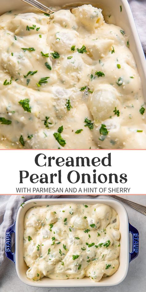 Braised Pearl Onions, White Pearl Onions Recipe, Creamed Onions Pearl, Boiled Onions Recipe, Pearl Onions In Cream Sauce, Pearl Onion Recipes, Creamed Onions Recipe, Creamed Pearl Onions Recipe, Creamed Pearl Onions