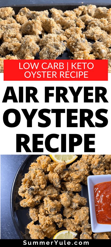 Can you put oysters in an air fryer? Absolutely! This air fryer oysters recipe is the best way to cook oysters! These air fried oysters are gluten free, low carb, keto, and delicious! Get tips on how long to cook oysters in air fryer, what goes with breaded oysters, and more! This appetizer or main dish works with canned oysters, fresh oysters, or air fryer frozen oysters. #keto #lowcarb #glutenfree #airfryer #snack #appetizer Keto Fried Oysters, Airfry Oysters, Air Fry Oysters, Airfryer Oysters, Air Fried Oysters, Recipes Using Canned Oysters, Fried Oysters In Air Fryer, Pan Fried Oysters Recipe, Canned Oyster Recipes Appetizers