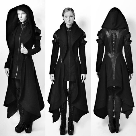 Goth Coats & Jackets, Plus Size Steampunk, Black Cape Coat, Wiccan Clothing, Steampunk Coat, Black Hooded Coat, Hero Clothes, Long Hooded Jacket, Gothic Cosplay