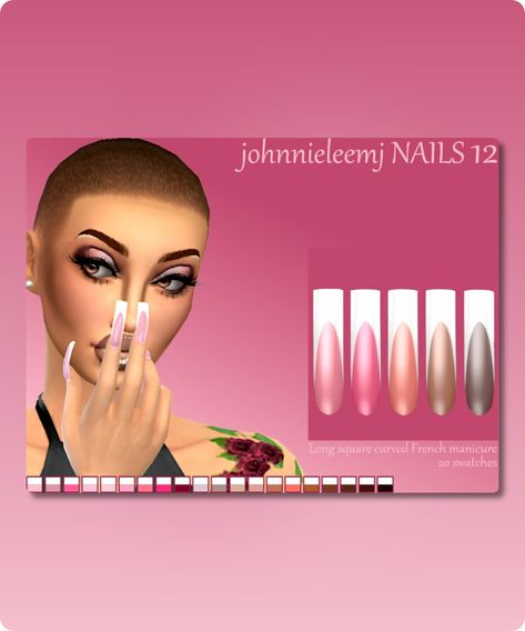 Sims 4 Nail CC: Gorgeous 12 Swatch Nail Designs by Johnnieleemj Sims4cc Nails, Nail Sims 4 Cc, Sims 4 Cc Nails, Nails Original, Cc Nails, Sims 4 Nails, Sims 4 Cc Download, Model Nails, Best Sims