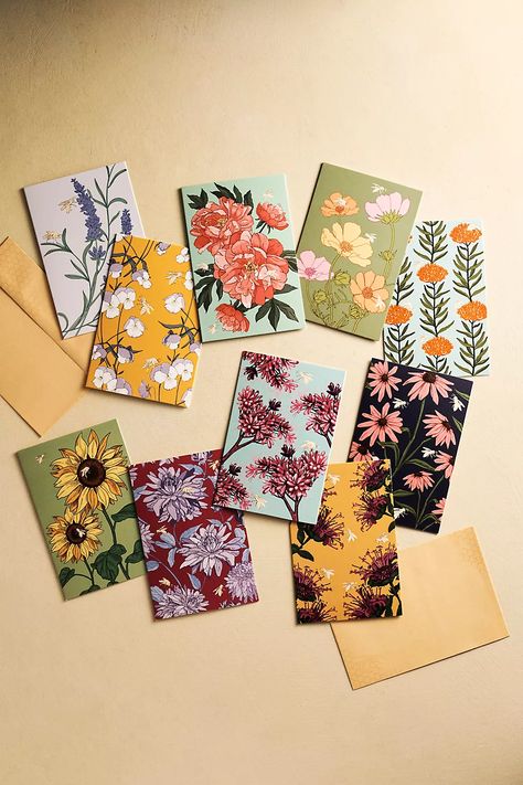 Honeybee Notecards, Set of 20 | Anthropologie Trendy Stationery, Flower Stationary, Bee Shop, Bee Hotel, Bee Inspired, Beautiful Illustration, Easter Shopping, Envelope Seals, Favorite Flowers