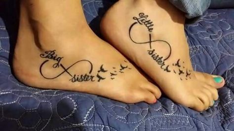 Thinking about this for my lil sis and I Sister Foot Tattoos, Sisters Tattoos, Sister Tattoo Ideas, Sister Tat, Sister Tattoo Designs, Sisters Tattoo, Infinity Tattoo Designs, Matching Sister Tattoos, Sister Tattoo