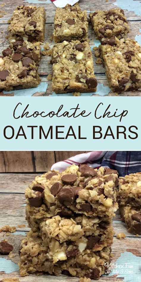 Oatmeal Chocolate Chip Bars Recipe, Chocolate Chip Oatmeal Bars, Oatmeal Chocolate Chip Bars, Chocolate Oatmeal Bars, Chocolate Chip Granola Bars, Cold Cake, Chocolate Chip Bars, Homemade Granola Bars, Granola Bar