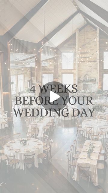 Ashley | Wedding Planning Bridal Handbook on Instagram: "4 weeks before your wedding day checklist! 📅 Make sure you’ve got everything covered:  But first, SAVE this for later!  💌 RSVPs are due! Don’t forget to follow up with any stragglers.  🏰 Schedule a final venue walk-through to iron out any last-minute details.  👫 Finalize your guest count to give your vendors the heads-up.  💰 Pay your vendors in full to avoid any last-minute stress.  👗 Make sure your attire is perfect with a final clothing fitting.  🪑 Get organized with a seating chart to ensure everyone has a spot.  🕒 Create a detailed day-of timeline and send it to all your vendors to keep everything running smoothly.   Check these off your list and you’ll be wedding-ready in no time! Comment GUIDE for my free wedding guide! Week Before Wedding Checklist, Wedding Day Timeline 4pm No First Look, Wedding Checklist Timeline 3 Months, Wedding Planning Checklist 6 Months Real Simple, Everything You Need To Know About Planning A Wedding, Day Checklist, Wedding Day Checklist, Wedding Ready, Wedding Planning Checklist