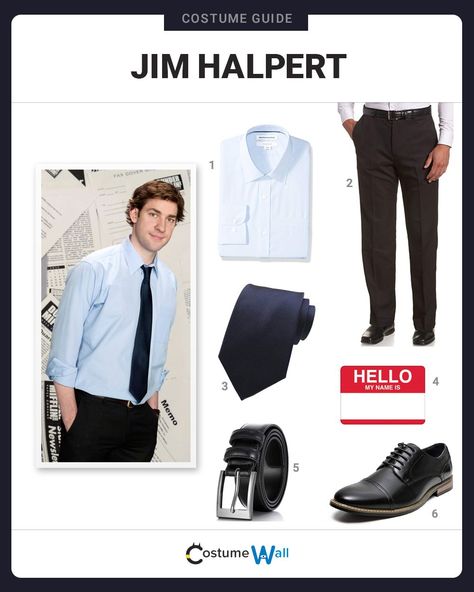 Work as hard as Jim Halpert, a salesman for Dunder Mifflin who appears on the TV show The Office. Jim Halpert Costume, Jim Halpert Outfit, The Office Costume Ideas Group, The Office Outfits Show, The Office Costume Ideas, The Office Costumes, The Office Outfits, Office Costumes, Office Themed Party