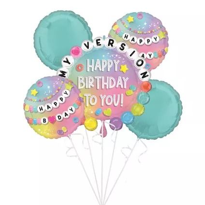 Friendship Bracelet Happy Birthday Foil Balloon Bouquet, 5pc Happy Birthday Balloons Bouquet, Birthday Balloons Bouquet, Centerpiece Balloon, Foil Balloon Bouquet, Swiftie Party, Halloween Juice, Balloons Bouquet, Swift Party, Happy Birthday Foil Balloons