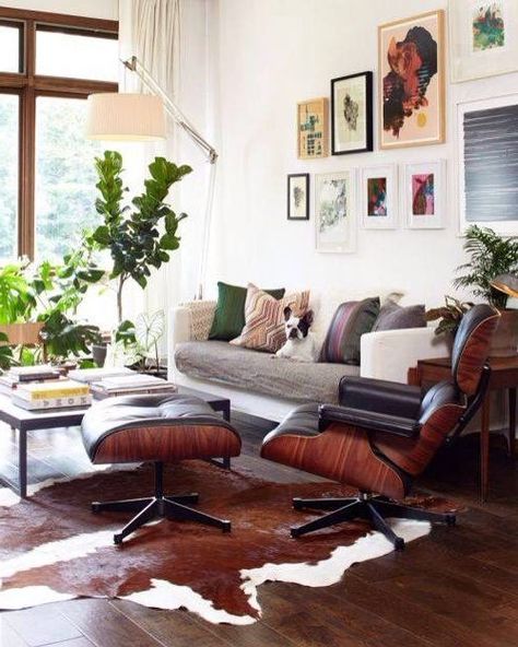 Eames Chair, The Floor, Family Room, Cow, Rug, Living Room, Plants, Furniture, Design