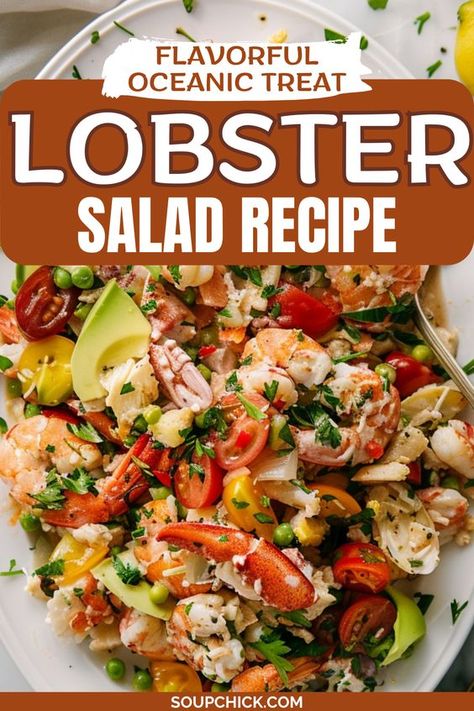 Indulge in the decadence of our Lobster Salad Recipe! This elegant salad showcases tender chunks of succulent lobster, paired with crisp greens, avocado, cherry tomatoes, and a light dressing, creating a dish that's both luxurious and refreshing. Treat yourself to a taste of luxury with this exquisite Lobster Salad!  #LobsterSalad #GourmetRecipe #SeafoodDelight #SpecialOccasion #LuxuriousMeal #FreshAndFlavorful #ElegantDining Lobster Salad Recipes Simple, Lobster Appetizer Recipes, Lobster Salad Recipes, Lobster Pasta Salad, Cold Seafood Salad, Shrimp Louie Salad, Restaurant Salads, Toasted Hot Dog Buns, Crab Louie Salad