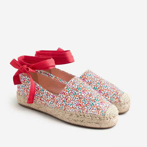 J.Crew: Espadrille Flats In Liberty® Eloise Floral For Women Navy Espadrilles, Ankle Tie Espadrilles, Cream Espadrilles, Striped Espadrilles, Espadrille Sneakers, Espadrille Flats, Lace Up Espadrilles, Slip On Espadrilles, Wedge Espadrilles