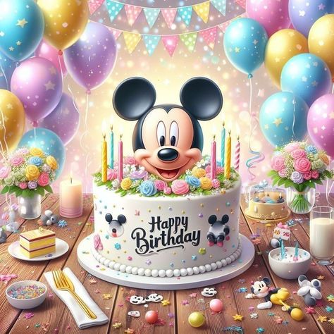 Mickey Mouse Birthday Wishes, Happy Birthday Disney Wishes, Mickey Happy Birthday, Happy Birthday Mickey Mouse, Happy Birthday Flower Cake, Happy Birthday Disney, Happy Birthday Wishes Pics, Happy Birthday Flowers Wishes, Happy Birthday Wishes Messages