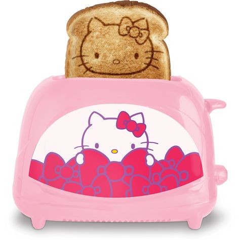 PRICES MAY VARY. HELLO KITTY TOASTER - Make Hello Kitty toast at home. Drop bread into the slots, press the lever, and before you know it, up pops toast with the face of your favorite Kitty. LIGHTWEIGHT AND DURABLE - Housing made of easy-to-clean polypropylene plastic, interior plates are stamped aluminum. MAKES A GREAT PRESENT - The perfect item to cheer up any Hello Kitty fan's kitchen. DETAILS - Two slot toaster with adjustable thermostat, reheat, defrost, and quick stop functions. For 120v e Hello Kitty Toaster, Rooms Decoration, Hello Kitty Kitchen, Charmmy Kitty, Cocoppa Wallpaper, Badtz Maru, Kitchen Home Decor, On Toast, Pink Kitchen