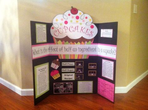 Grade Science Fair Project. Cupcake board design layout ideas. Tri Fold Poster Board, Kids Science Fair Projects, Tri Fold Poster, Science Fair Board, Science Fair Projects Boards, Science Boards, Stem Challenge, 6th Grade Science, 5th Grade Science