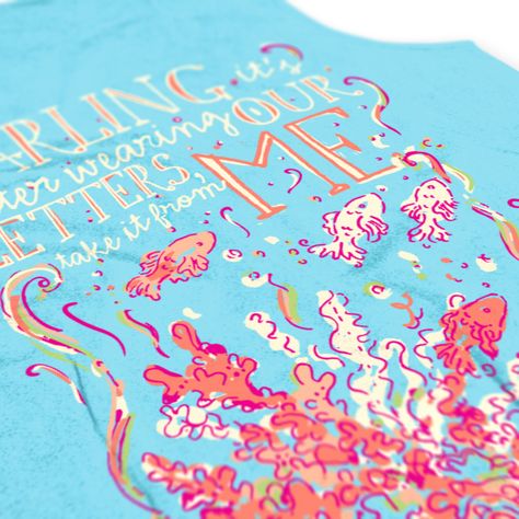 Chi Omega-Chi O-Under the Sea-Bid Day-Hand Drawn-Sorority Shirts-Check us out at B-Unlimited.com Under The Sea Hoco, Sorority Ideas, Cheer Shirt, Bid Day Shirts, Tri Sigma, Bid Day Themes, Tri Delta, Alpha Gamma Delta, Cheer Shirts