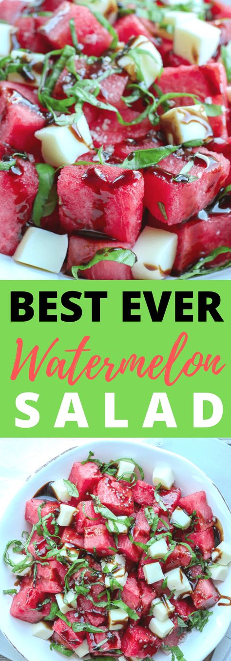 Watermelon And Mozzarella Salad, Watermelon Mozzarella Salad, Best Watermelon Salad, Watermelon Salads, Watermelon Caprese Salad, Veggies Ideas, Gf Dinners, Watermelon Festival, Food Salad