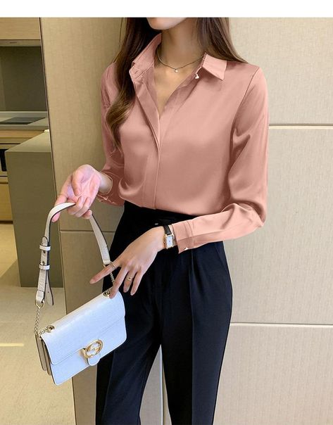 Fabric content: 81% (inclusive) - 90% (inclusive) Fabric Type: SATIN 
Material: Silk, Stretch & Spandex, Spandex Color: Blue White Pink 
Size: S M L XL 2XL 3XL Satin Blouse Shirts, Womens Silk Shirts, Áo Blu, Egirl Outfits, White Shirts Women, Y2k Aesthetic Outfits, Elegant Blouses, Blouse Material, Satin Shirt