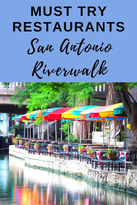 While you're here in San Antonio Texas make sure you grab a table by the water and eat a romantic meal from our list of 10 San Antonio Riverwalk restaurants. Places To Eat In San Antonio Texas, San Antonio Riverwalk Restaurants, San Antonio Texas Riverwalk, Texas Travel Weekend Getaways, Family Vacations In Texas, San Antonio Restaurants, San Antonio Food, Visit San Antonio, Amazing Restaurants