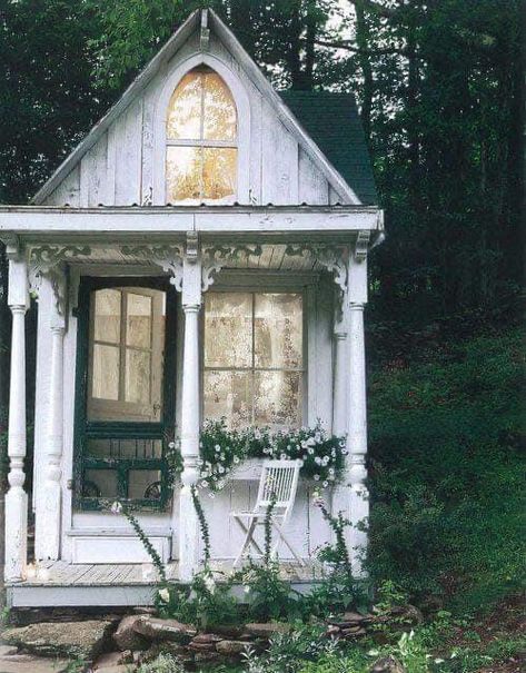 Small Victorian Cottage, Victorian Cottage House, Quaint Garden, Victorian Tiny House, House Victorian, Garden Retreat, Shed Plan, Victorian Cottage, Wooden Sheds