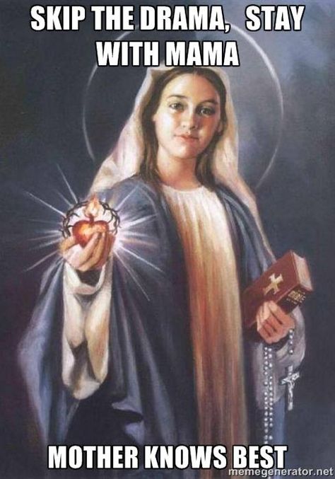 Immaculate Mary, Catholic Humor, Religious Humor, Catholic Memes, Blessed Mary, Mother Knows Best, Stella Maris, Images Of Mary, Mary Mary