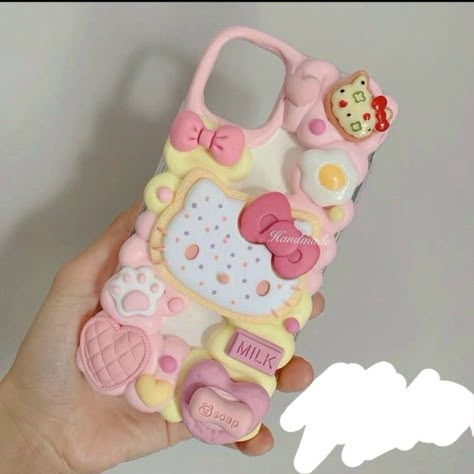 Custom Phone Cases Diy, Diy Resin Phone Case, Decoden Phone Cases, Anime Hello Kitty, Decoden Diy, Kawaii Iphone Case, Decoden Case, Diy Phone Case Design, Phone Case Inspo