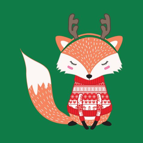 Fox Christmas Illustration, Christmas Fox Illustration, Christmas Card Decorations, Christmas Illustration Design, Baby Animal Art, Holiday Canvas, Fox Christmas, Fox Painting, Christmas Illustrations