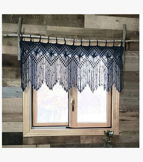 Macrame Window Hanging, Macrame Curtains Window Coverings, Macrame Window Valance, Macrame Valance, Macrame Window, Macrame Window Curtain, Valance Patterns, Macrame Curtains, Witchy Cottage