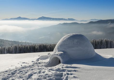 Igloo on the snow. Real igloo in the mountain , #ad, #snow, #Igloo, #Real, #mountain, #igloo #ad Wilderness Survival Shelter, Winter Survival, Survival Shelter, Survival Equipment, Survival Techniques, Survival Life, Wilderness Survival, Survival Food, Survival Tools