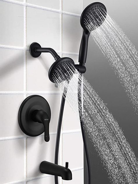 Best Rain Shower Head, Black Shower Faucet, Black Tub, Rain Shower System, Shower Head With Hose, Dual Shower Heads, Shower Faucet Sets, Tub And Shower, Tub Spout