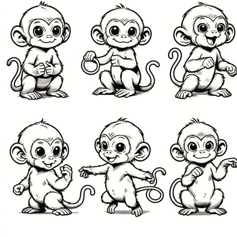 Cheeky Monkey Tattoo, Cartoon Monkey Drawing Sketches, Monkey Drawing For Kids, Cute Monkey Drawing, Monkey Drawings, Monkey Drawing Easy, Paint Monkey, Monkey Tattoo, Monkey Cartoon