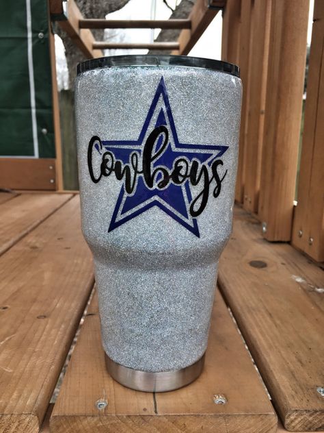 Cowboys Glitter Dipped Yeti Glitter dipped RITC Glitter Dipped ozark / Monogram / 30 oz RTIC Yeti Crafts, Dallas Cowboys Christmas Tree, Yeti Designs, Fabric Tumblers, Glitter Tumblr, Dallas Cowboys Christmas, Dallas Cowboys Gifts, Glitter Projects, Yeti Cup Designs