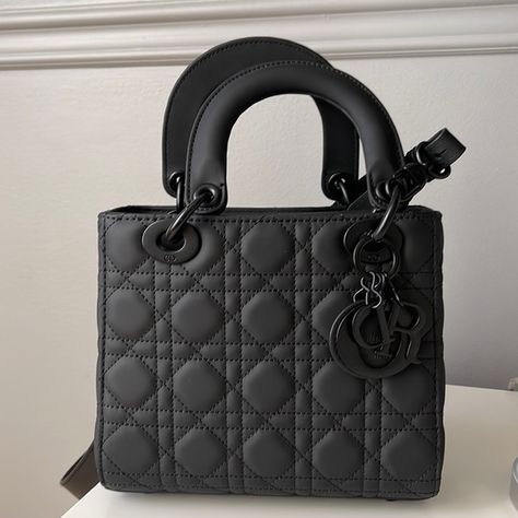 Lady Dior black bag Matte Black Lady Dior, Lady Dior Matte Black, Black Lady Dior Bag, Dior Purse, Black Lady, Dior Handbags, Miss Dior, Lady Dior Bag, Bag Bag