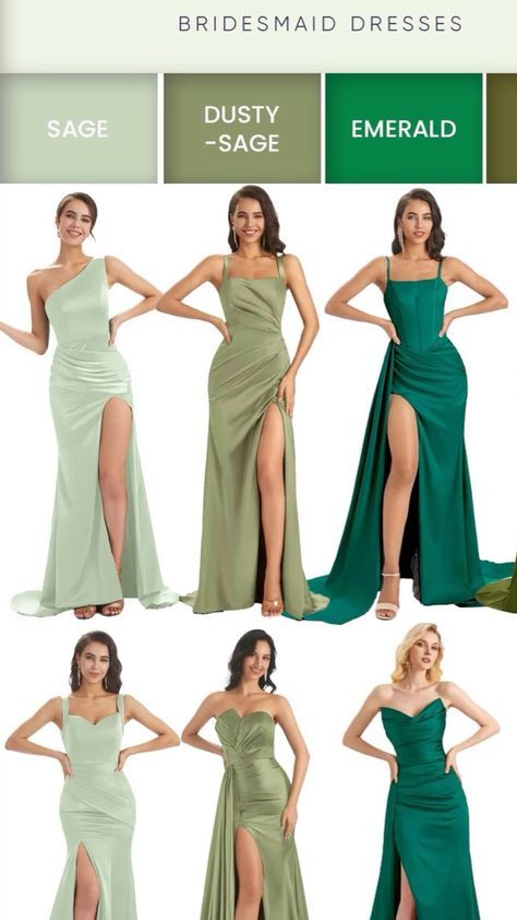 Emerald Green And Sage Bridesmaid Dresses, Green Dresses For Bridesmaid, Wedding Maid Of Honor Dresses Green, Brides Made Dresses Green, Bridesmaid Sage Dresses, Sage Green Dress Formal Wedding, Sage Green Gown Bridesmaid, Green Bridesmades Dresses, Sage Green Wedding Dress Bridesmaid