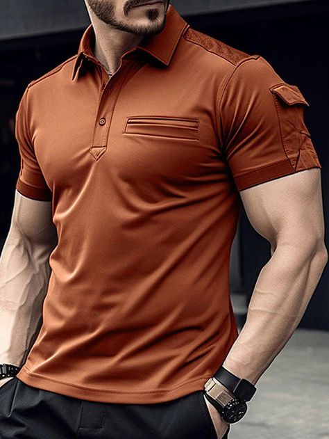 Costume Africain, Polo Shirt Style, Sports Polo Shirts, Shirt Pocket, Polo Tees, Muscle Shirts, Men's Muscle, Mode Masculine, Slim Fit Shorts