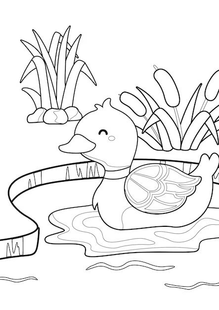 Premium Vector | Coloring pages for kids a4 page in a pond theme Pond Coloring Pages, Duck Cartoon Cute, Vector Coloring Pages, Cute Coloring Page, Duck Cartoon, Pond Life, Friend Crafts, A Pond, School Time