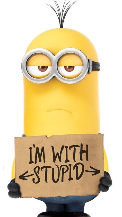 I'm with stupid. Minion Background, Minion Wallpaper Hd, Kevin Minion, Minion Wallpaper Iphone, Cute Minions Wallpaper, Minions Images, Funny Minion Memes, Minion Movie, Minion Pictures