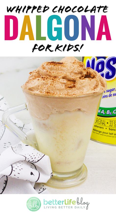 Dalgona "Coffee" for Kids! (Nesquik Whipped Chocolate!) Dalgona Recipe Nesquik Recipes, Cold Starbucks Drinks, Ice Milk, Drink Recipes Nonalcoholic, Kid Drinks, Easy Eat, Coffee Drink Recipes, Chocolate Drinks, Fun Treats