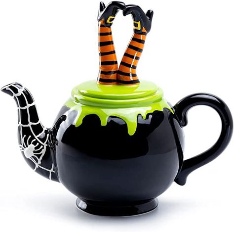 Halloween Teapot, Halloween Witch Cauldron, Witch's Cauldron, Witchs Cauldron, Pottery Painting, Tea Pot, Halloween Witch, Fall Halloween, Household Items