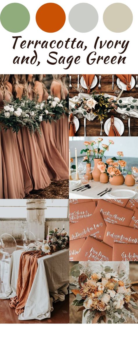 Terracotta Wedding Theme | Fall wedding color schemes, Wedding theme colors, Fall wedding colors Dusty Orange Wedding, Orange Wedding Colors, Fall Wedding Color Schemes, Dusty Orange, Wedding Color Scheme, Red Wedding Theme, Wedding Color Trends, 2025 Wedding, Wedding Color Ideas