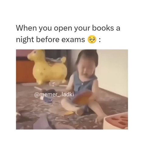 Memer Ladki 🦋 on Instagram: "Always one night before exam 🥺💯 Follow @memer_.ladki for more ❤️" One Night Before Exam, Night Before Exam, Before Exam, One Night, First Night, Books, On Instagram, Instagram