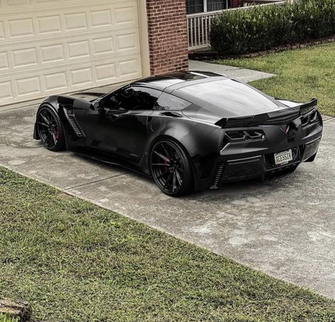 C7 Black Corvette C8, Black C5 Corvette, C7 Z06 Corvette, Murdered Out Cars, Black C7 Corvette, 1969 Black Corvette, Blacked Out Cars, Matte Black Cars, Monster Car