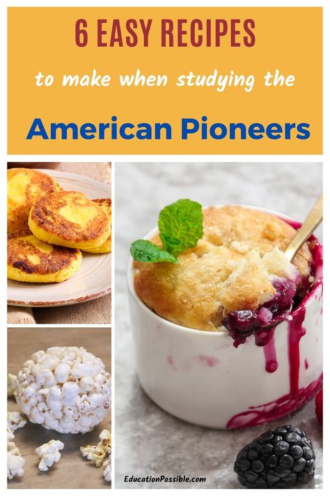 A fun way to add some hands-on activities to your American pioneer study is to make some period recipes with your tweens. Middle schoolers will enjoy seeing what those who traveled west ate on their journey and after they settled on the prairie. My kids thought it was great to cook johnnycakes as part of their American history studies. Pioneer Activities For Kids, Pioneer Day Food, Pioneer Food, Period Recipes, Pioneer Day Activities, Pioneer Foods, American History Activities, Pioneer Recipes, Pioneer Activities