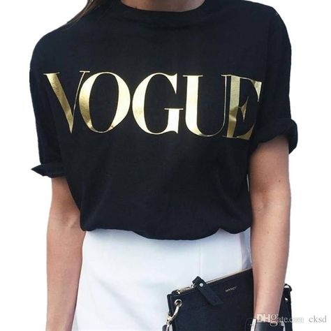 Fashion Golden VOGUE T Shirts For Women Hot Letter Print T Shirt Short Sleeve Tops Plus Size Female Tees Tshirt WT08 WR Print Shirt Long Sleeve Tee Shirts From Cksd, $13.43| DHgate.Com Europe Fashion, Sleeve Fashion, Cheap T Shirts, Long Sleeve Tee Shirts, Fashion Color, Casual Tops For Women, T Shirt Women, Casual Girl, Shirt Pattern