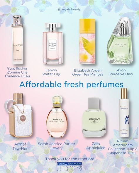 Summer Scents Perfume, Fresh Scent Perfume For Women, Budget Perfume, Cool Water Perfume, Perfume Recommendation, Best Summer Perfumes, Zara Fragrance, Narciso Rodriguez Perfume, Perfume Ideas