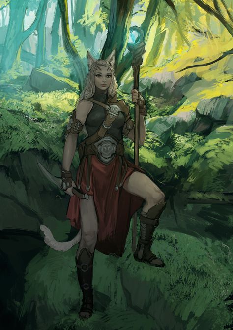 The Art Showcase, Art Showcase, Fantasy Races, Fantasy Warrior, Fantasy Inspiration, Dnd Characters, Cat Girl, Fantasy Artwork, Character Portraits