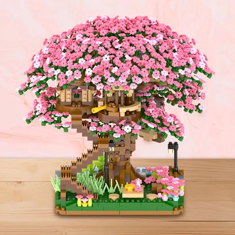 Tree Building, Sakura Tree, Bonsai Tree, Tree House, Building Blocks, Cherry Blossom, Lego, Blossom, Cherry